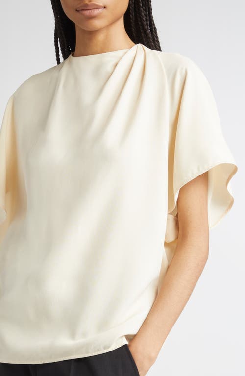 Proenza Schouler Etta Hammered Viscose Asymmetric Sleeve Top In White