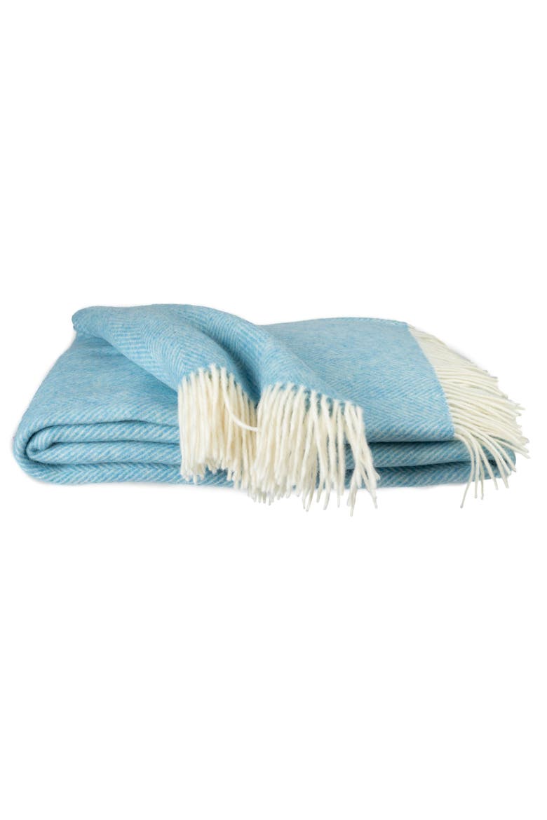 Southampton Home Merino Wool Herringbone Throw, Main, color, Sky Blue