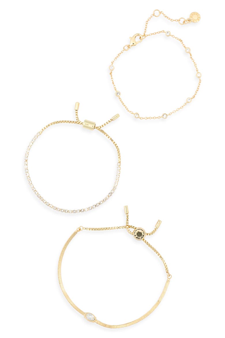 Set of 3 Chain Bracelets, Alternate, color, GOLD