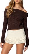 EDIKTED Glenn Off the Shoulder Crop Sweater