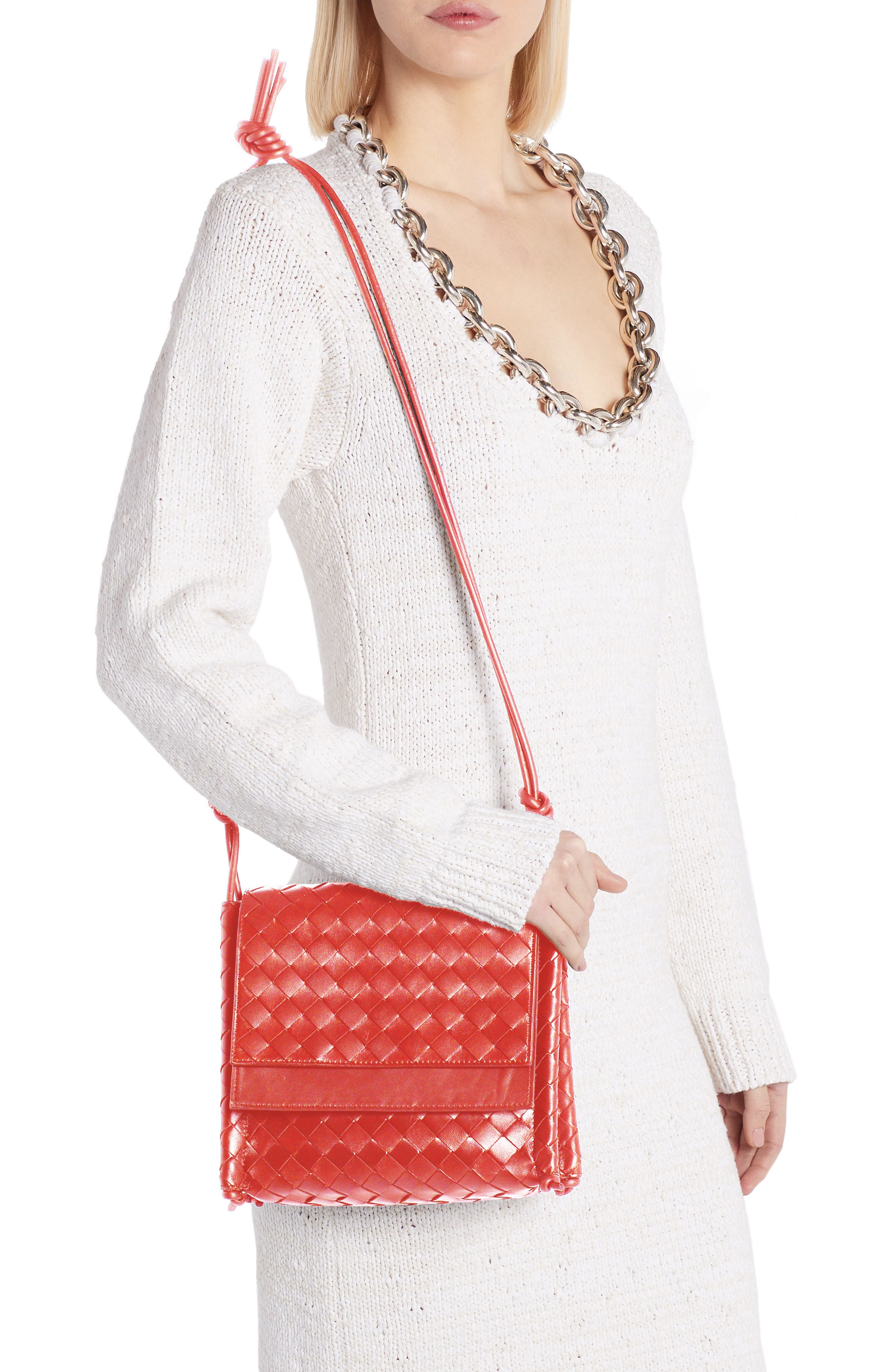 Bottega Venenta Intrecciato Small Flap Crossbody Bag, Alternate, color, NAIL POLISH