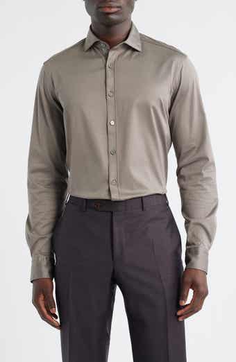 Canali Regular Fit Cotton Jersey Button-Up Shirt