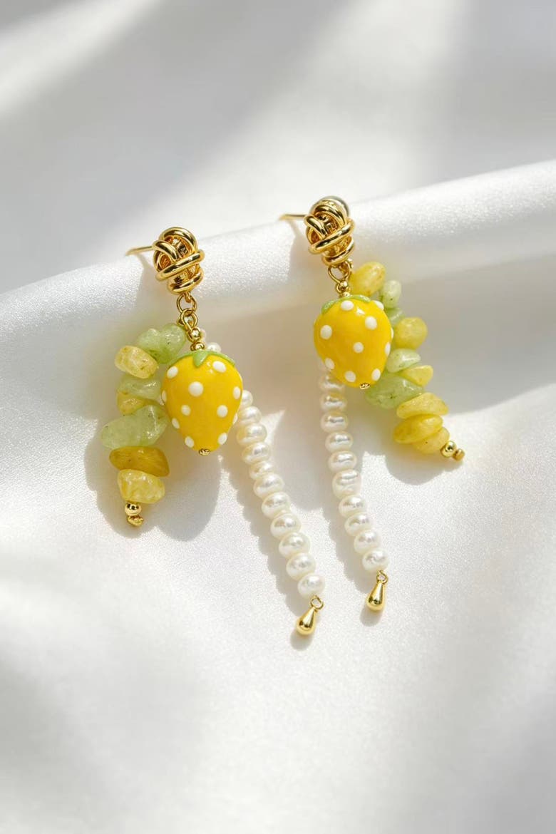 Lulu Strawberry Drop Earrings, Alternate, color, Yellow