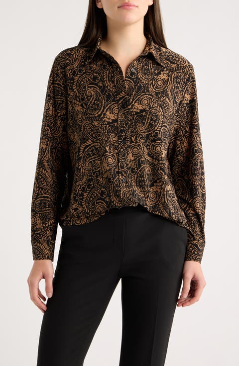 Paisley Jersey Button Down Shirt