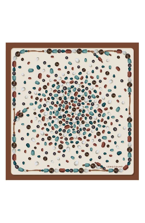 Longchamp Perles De Paris Square Silk Scarf In Brown