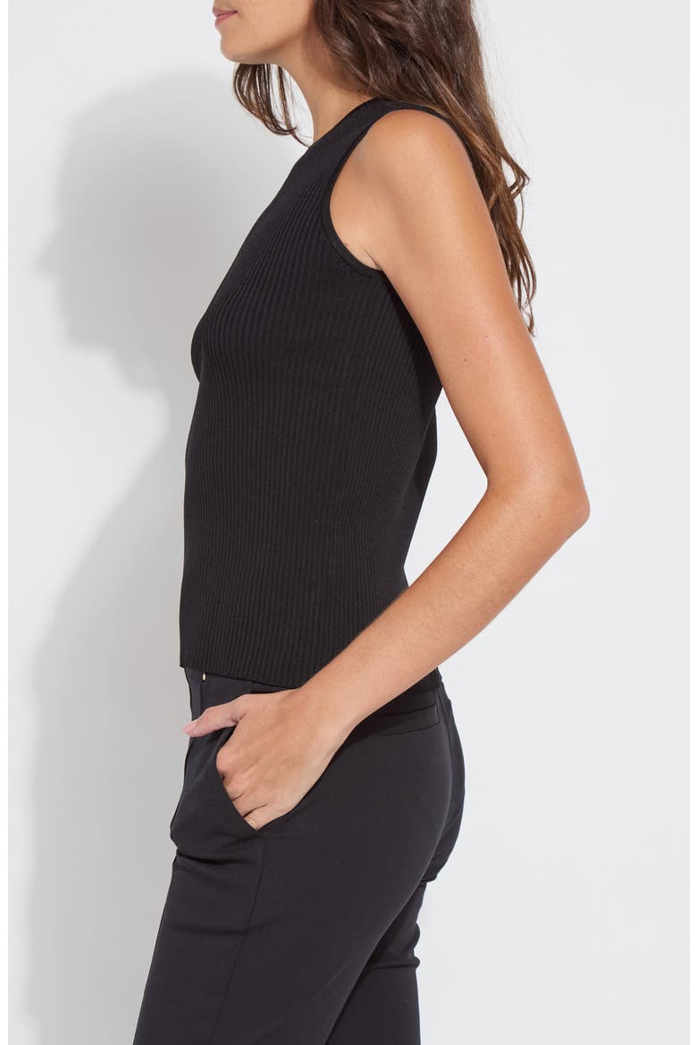 Allegra Rib Knit Tank Top, Alternate, color, BLACK