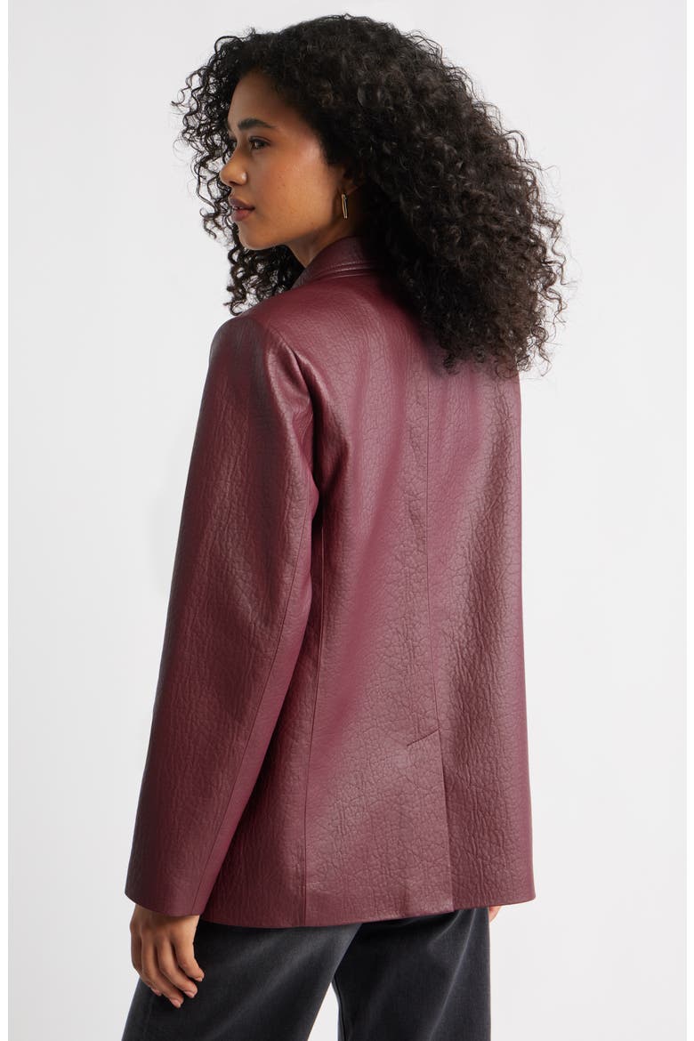 Pebble Faux Leather Jacket, Alternate, color, BURGUNDY TANNIN