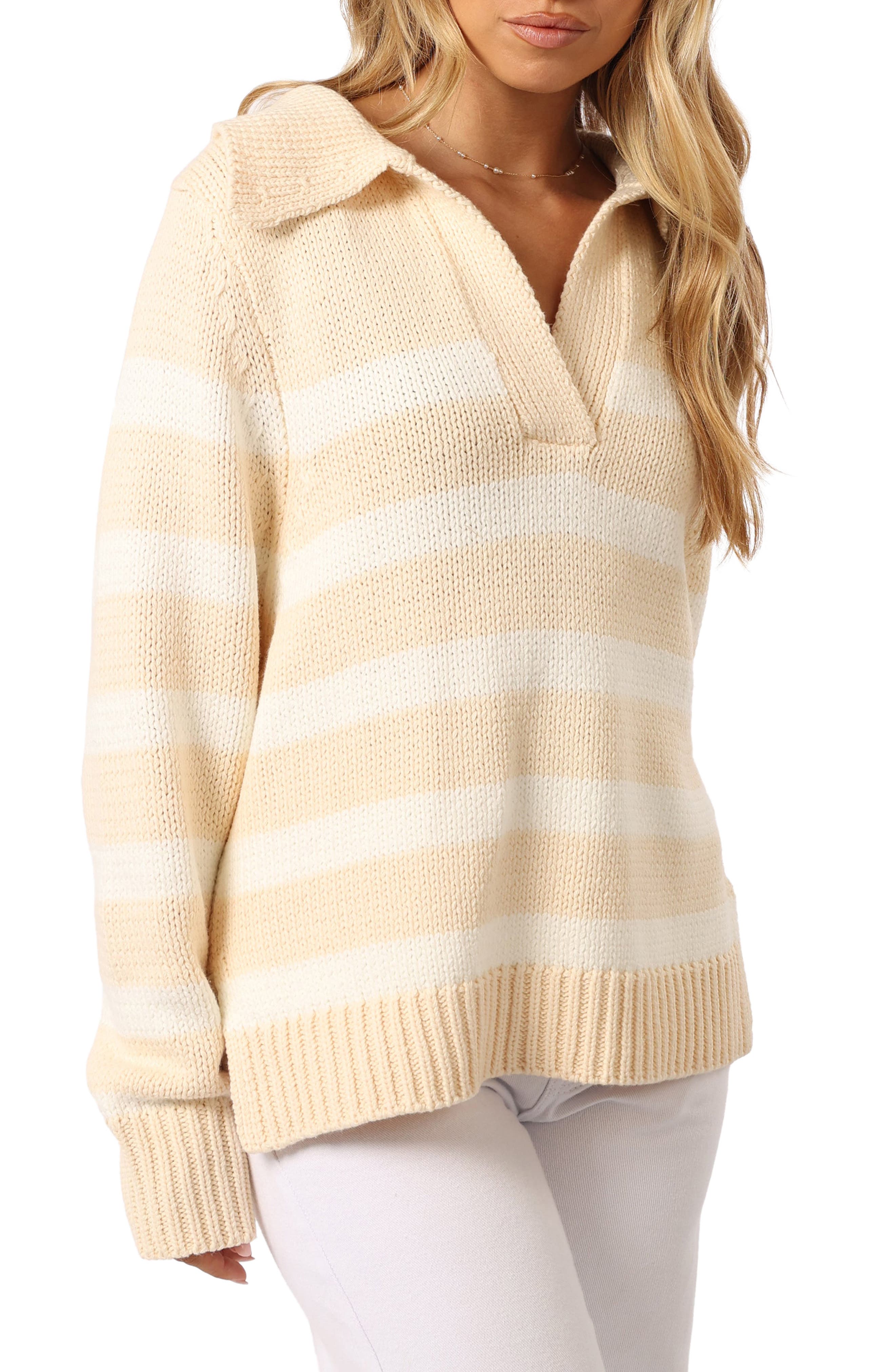 Petal & Pup Shea Stripe Johnny Collar Sweater
