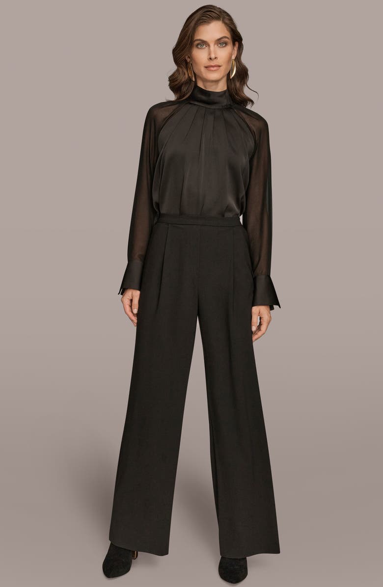 Donna Karan New York Front Pleat Wide Leg Pants, Alternate, color, Black