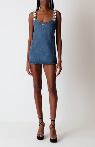 Area Jumbo Crystal Denim Minidress | Nordstrom