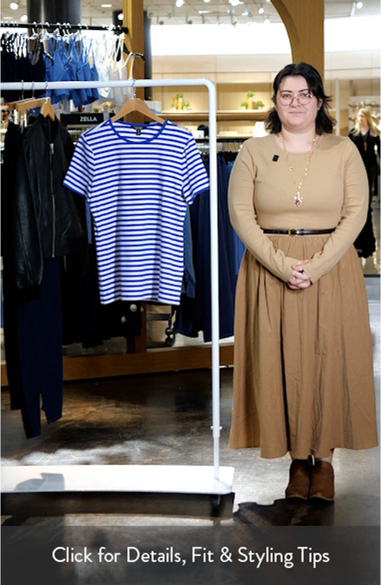 Stripe Stretch Cotton Crewneck T-Shirt, sales video thumbnail