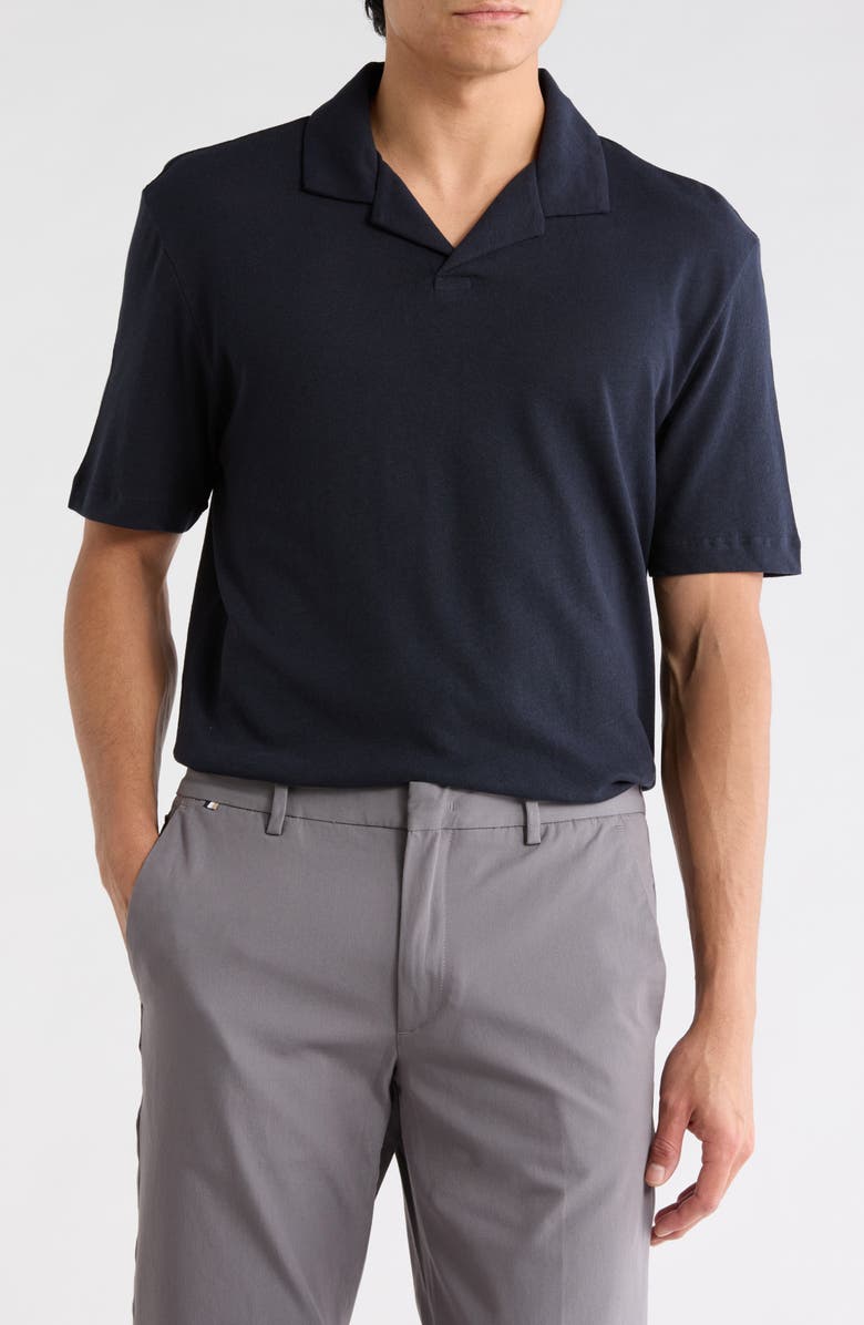 BOSS Ponti Short Sleeve Polo, Main, color, Dark Blue