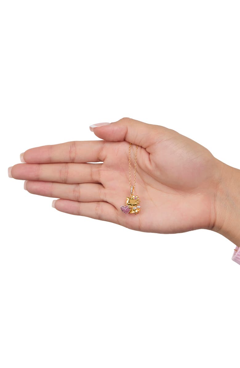 Hello Kitty 925 Sapphire Pendant, 18" chain, Alternate, color, Gold/Pink