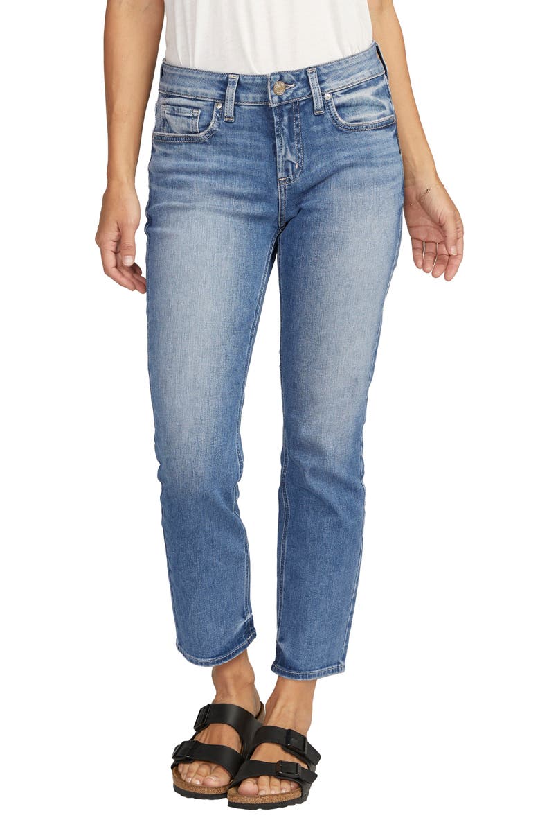 Silver Jeans Co. Elyse Ankle Straight Leg Jeans, Main, color, 