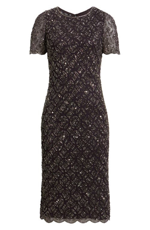 Pisarro Nights Beaded Midi Cocktail Dress In Multi