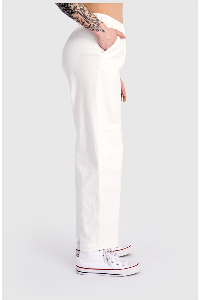 Twill Papaya Relaxed Pants, Alternate, color, White