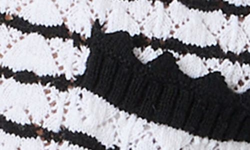 Lush Stripe Scalloped Cotton Crop Cardigan In Multi