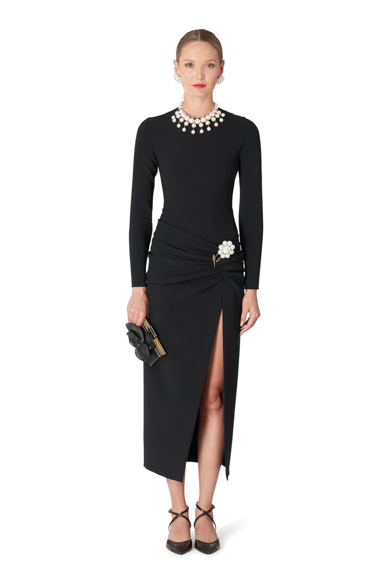 Carolina Herrera Ruched Long Sleeve Midi Dress, Alternate, color,