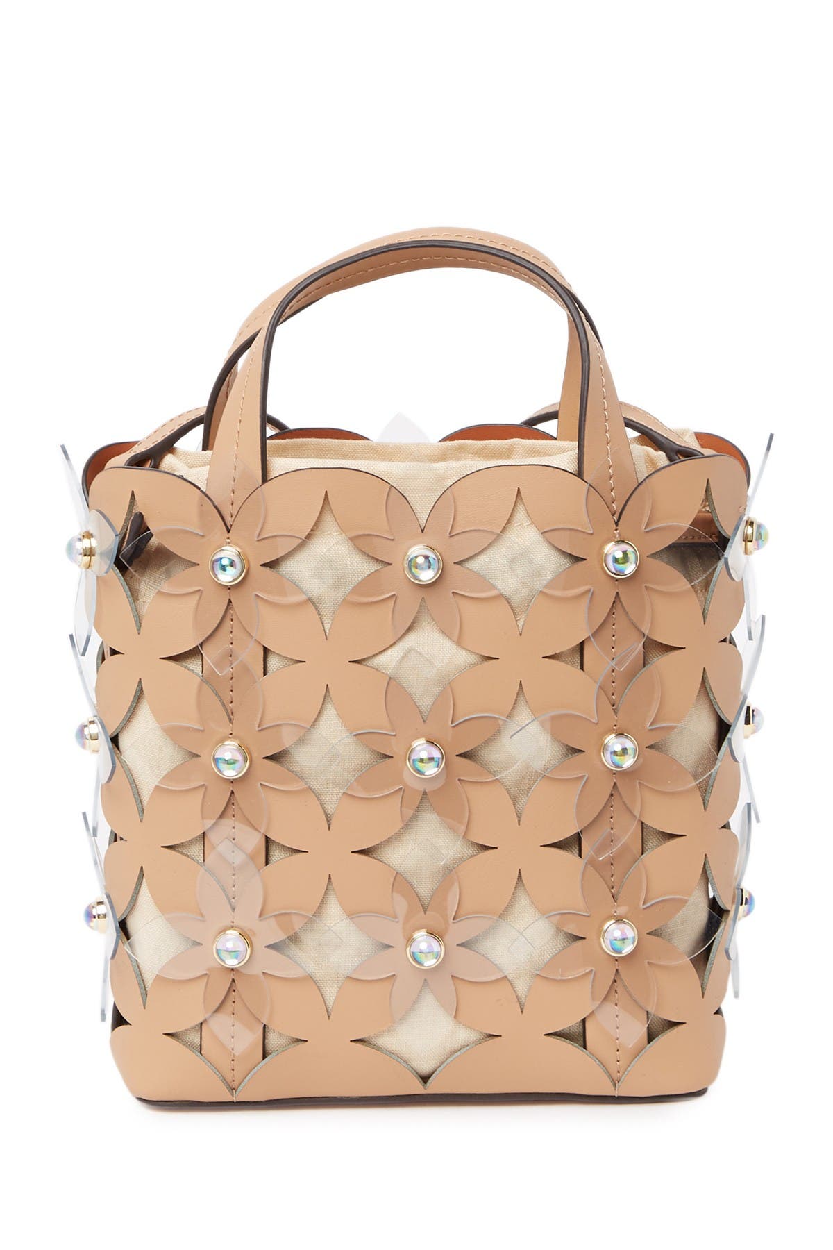 ZAC Zac Posen Floral Bouquet Small North/South Leather Bag, Main, color, 