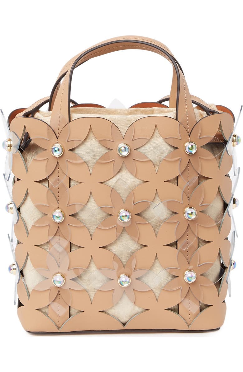 ZAC Zac Posen Floral Bouquet Small North/South Leather Bag, Main, color,