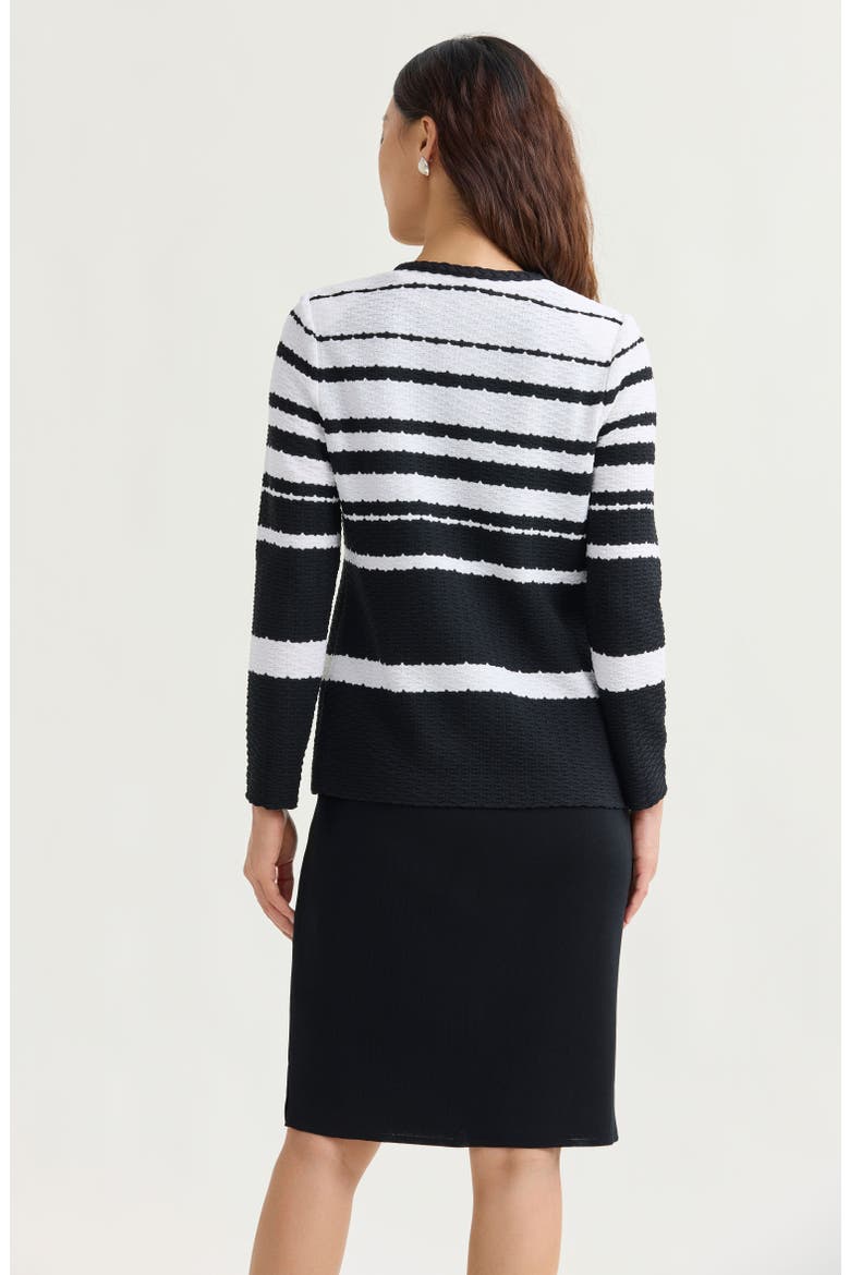 Heritage Braided Trim Basket Weave Knit Jacket, Alternate, color, Black/White