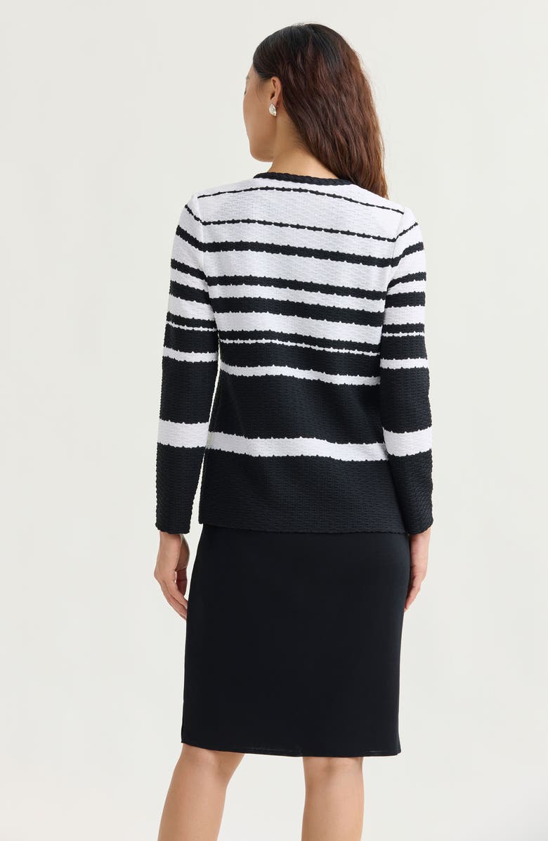 Ming Wang Heritage Braided Trim Basket Weave Knit Jacket, Alternate, color, Black/White