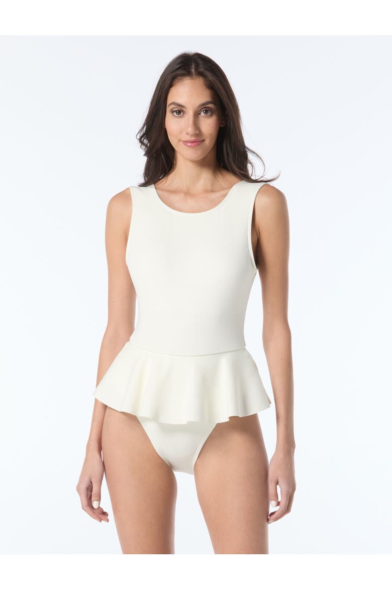 Scuba Knit Skirted One Piece Swimsuit, Main, color, Ivory