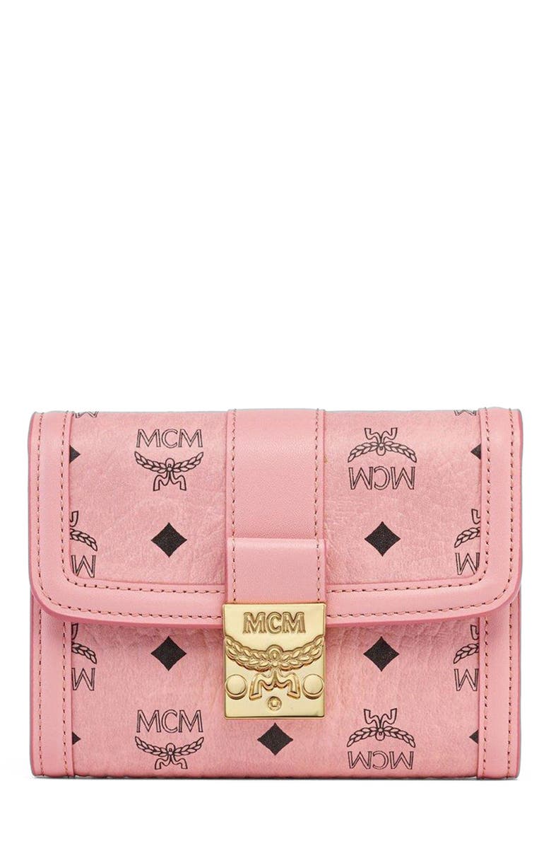 MCM Tracy Trifold Wallet in Visetos, Main, color, Yellow