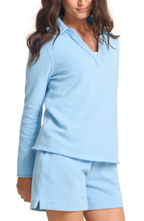 Tommy Bahama Marina Del Mar Cotton Johnny Collar Sweatshirt In Chambray Blue