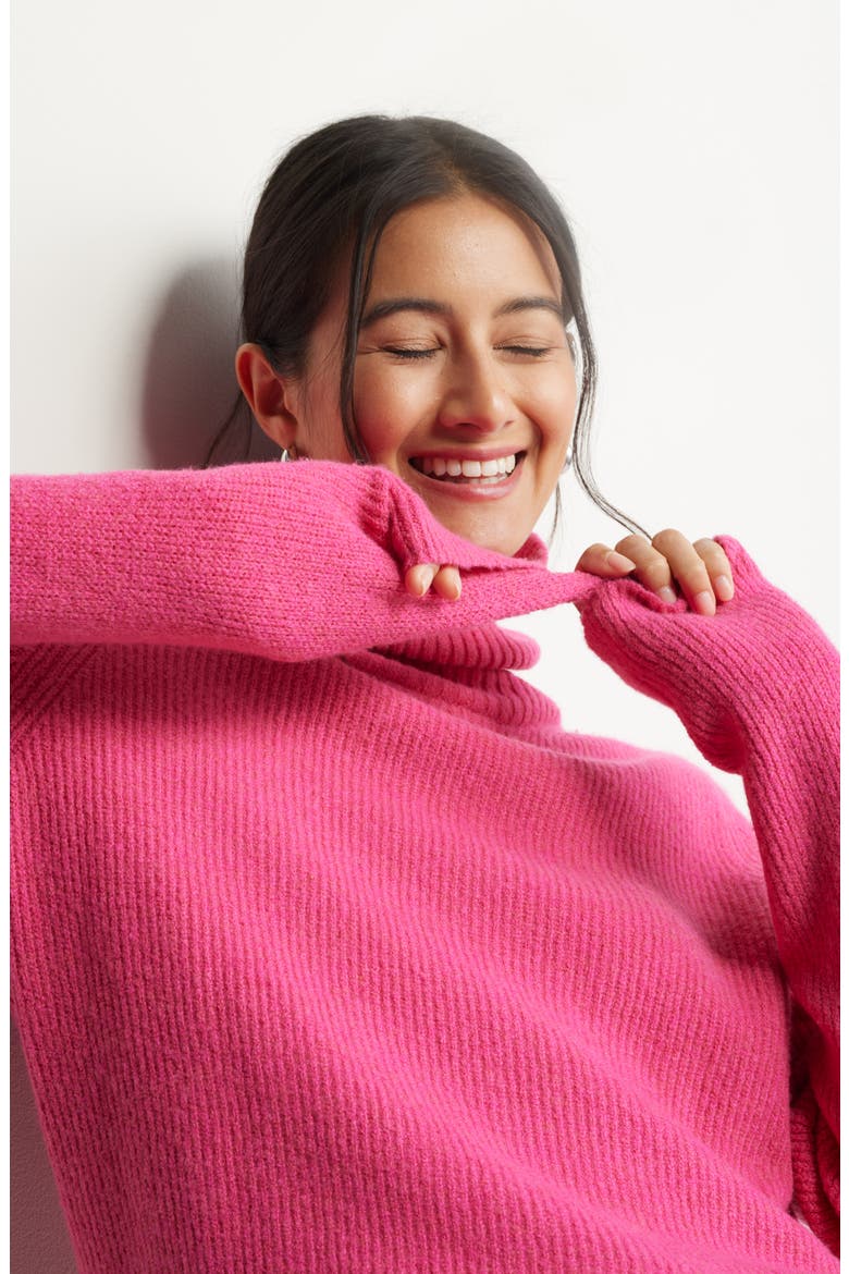 Rib Turtleneck Sweater, Alternate, color, PINK ELECTRIC HEATHER