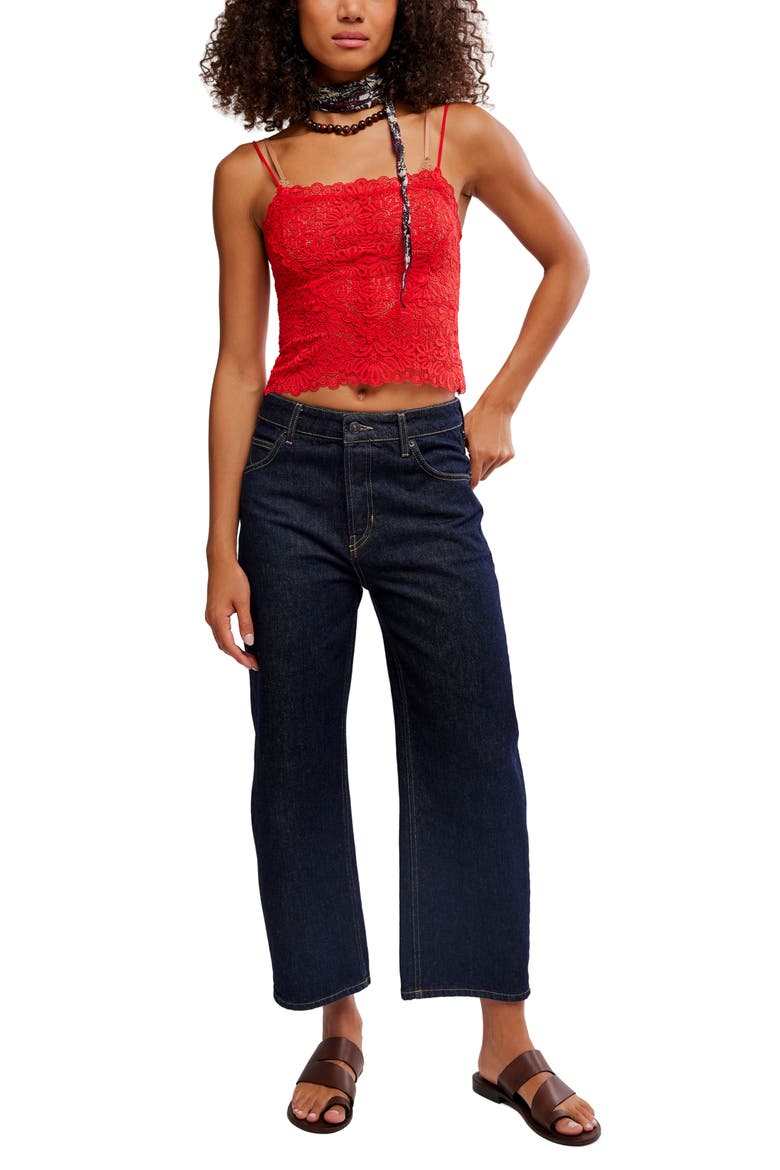 Love and Lace Semi Sheer Crop Camisole, Alternate, color, HIGH RISK RED