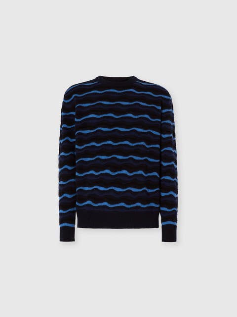 Crew Neck Sweater With Wave Pattern