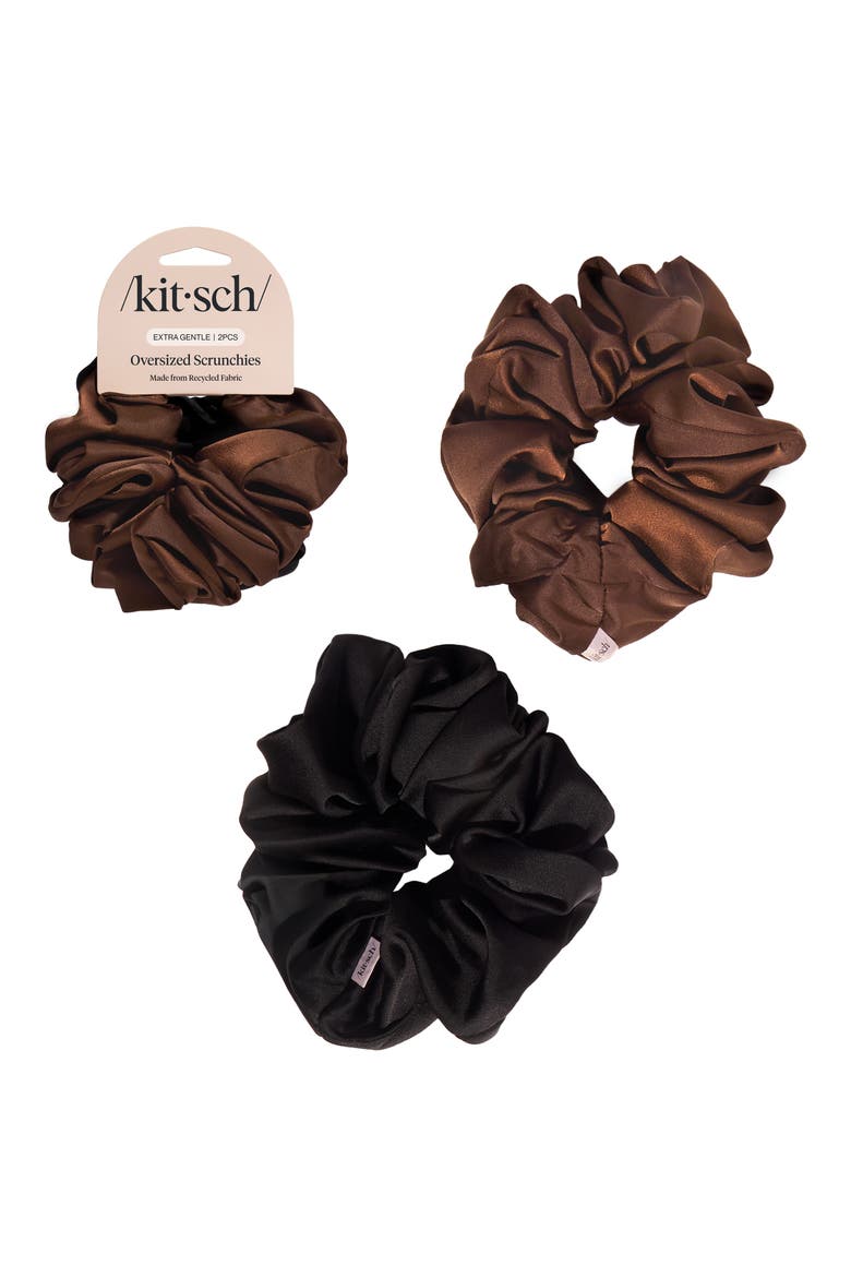 2-Pack Oversize Scrunchies, Main, color, BLACK CHOCOLATE