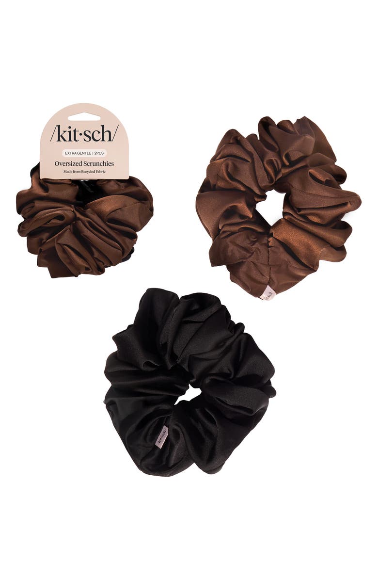 Kitsch 2-Pack Oversize Scrunchies, Main, color, Black Chocolate