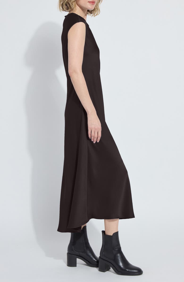 Lysse Silvana Bias Cut Stretch Satin Midi Dress, Alternate, color, Double Espresso