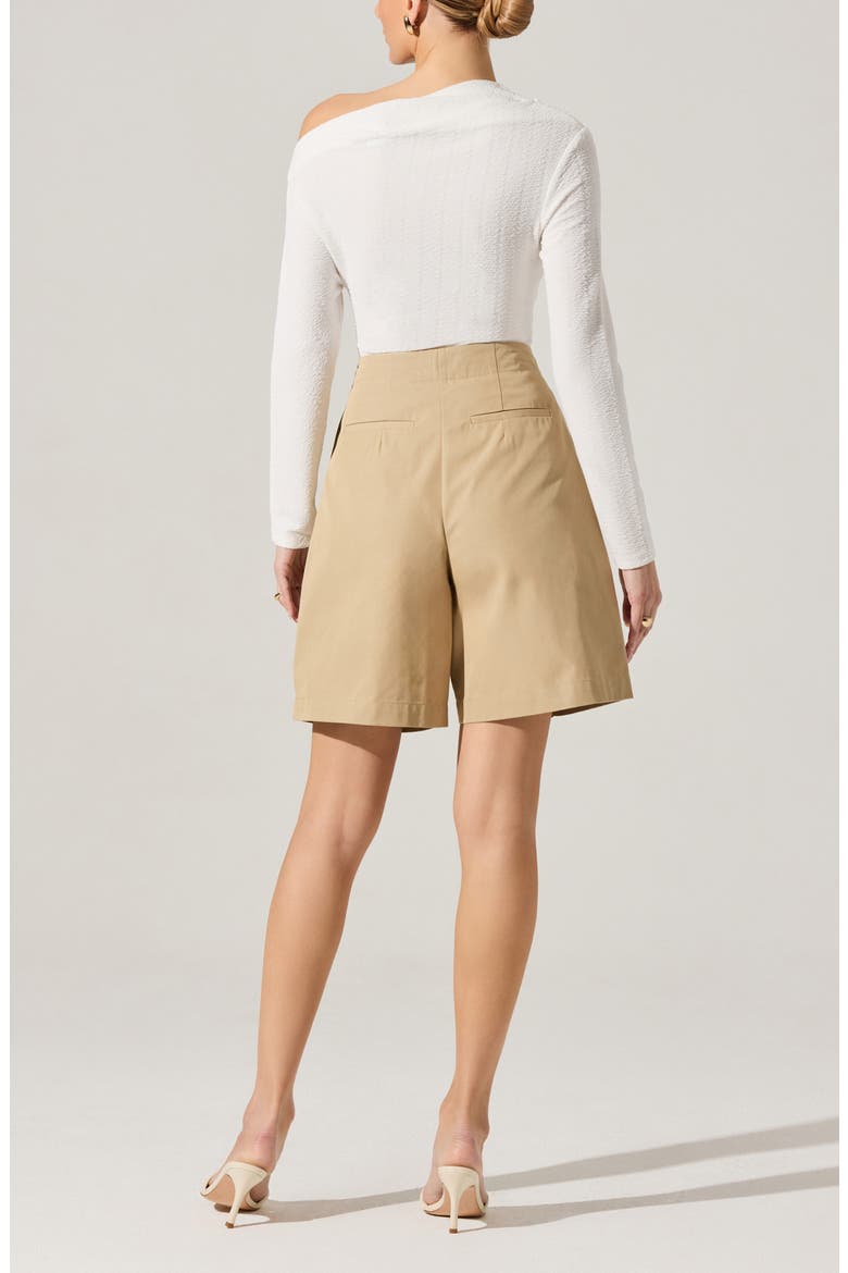 Pleated Cotton Blend Walking Shorts, Alternate, color, TAN