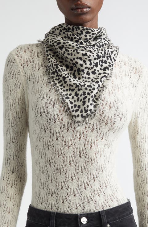Alecia Print Fringed Wool & Cashmere Scarf