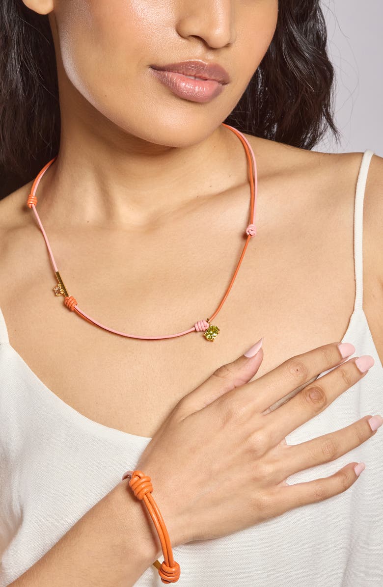 Lady Grey Crystal Knot Cubic Zirconia Necklace, Alternate, color, Gold/ Pink/ Multi