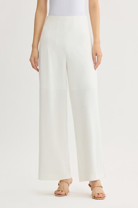 x Anna Marie Pintuck Stretch Deco Crepe Wide Leg Pant
