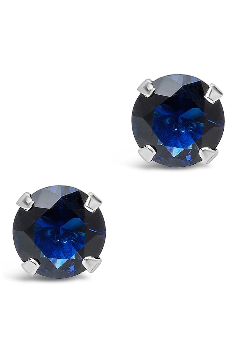 Sterling Silver Cubic Zirconia Stud Earrings, Alternate, color, SAPPHIRE