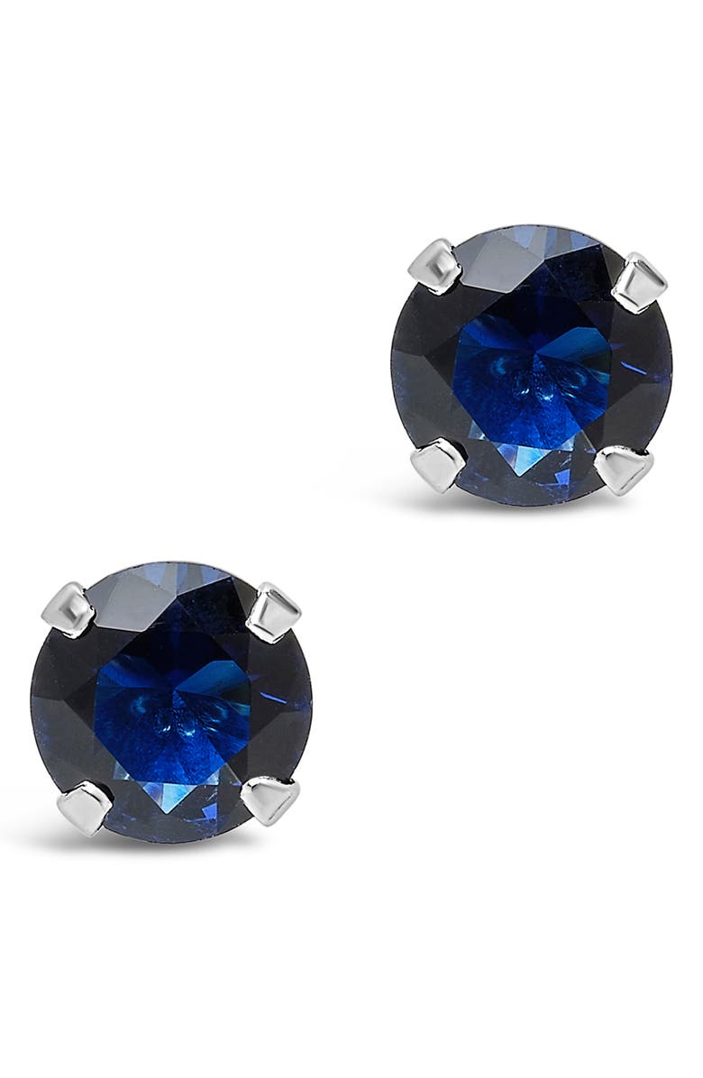 Sterling Forever Sterling Silver Cubic Zirconia Stud Earrings, Alternate, color, Sapphire