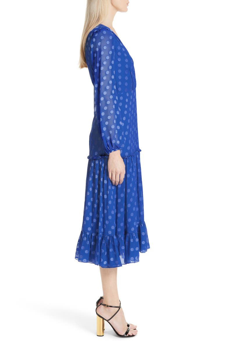 Polka Dot Ruffle Dress, Alternate, color, COBALT BLUE