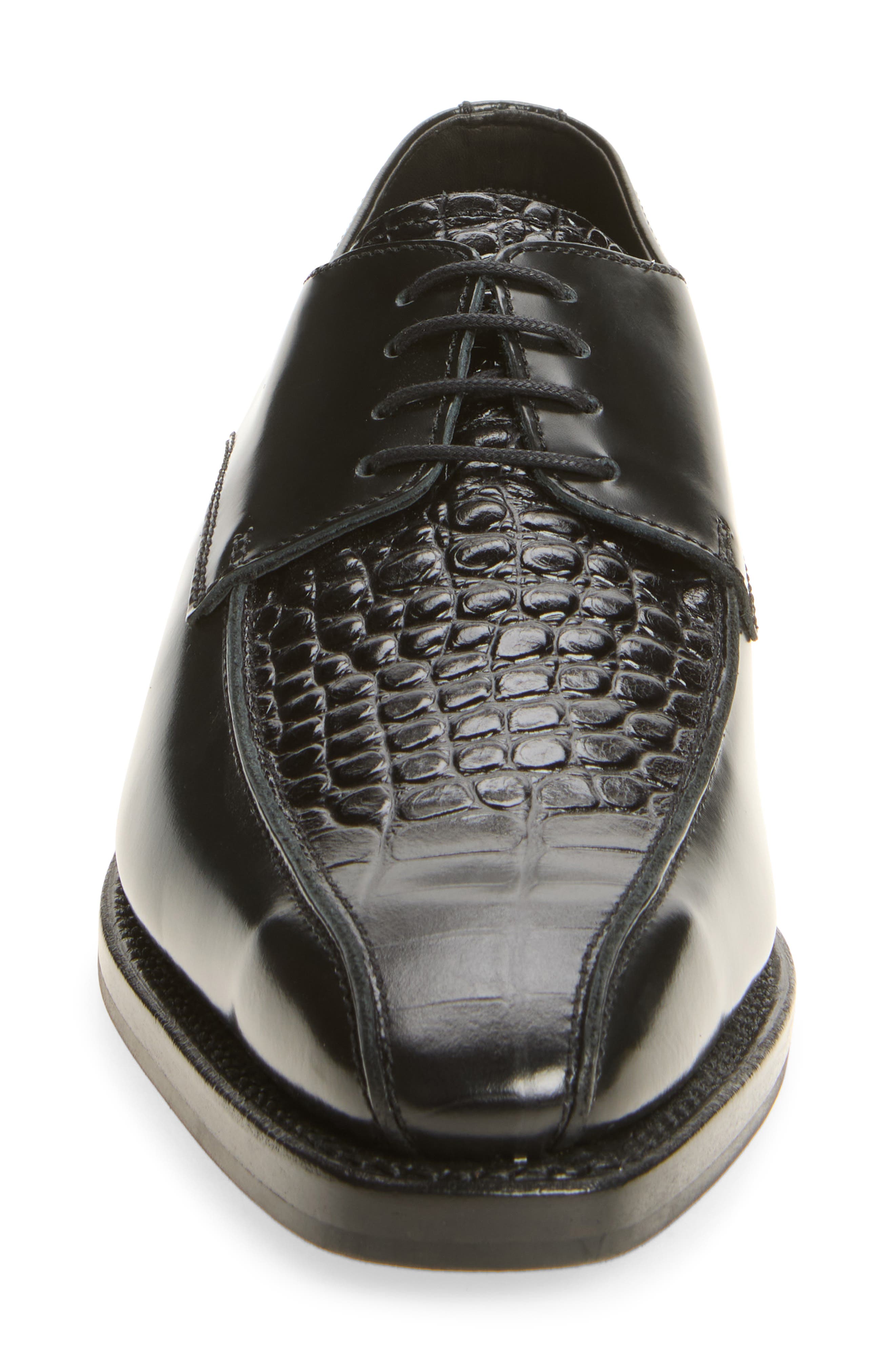 Railway Croc Embossed Leather Derby, Alternate, color, LICORICE CROC BULL HIDE