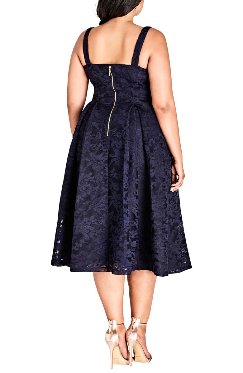 City Chic Jackie O Lace Fit & Flare Dress, Alternate, color,
