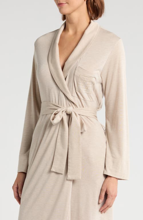 Natori Embroidered Shangri-la Robe In Heather Cashmere