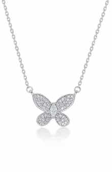 Cubic Zirconia Butterfly Pavé Pendant Necklace