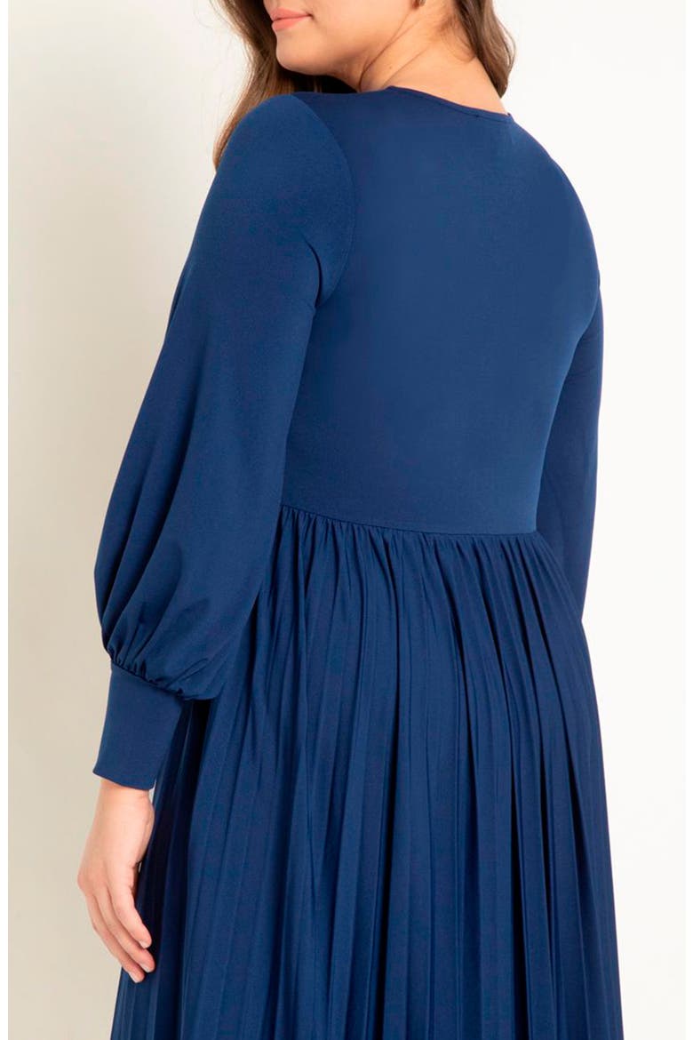 Knot Front Pleated Skirt Dress, Alternate, color, NAVY