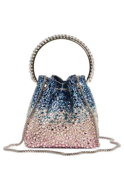 Jimmy Choo Bon Bon Crystal Embellished Drawstring Top Handle Pouch In Sunrise Mix