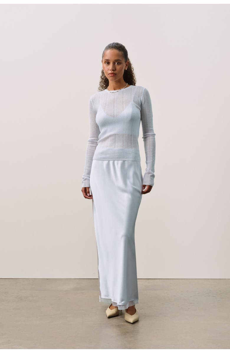 NAKED CASHMERE Short Sleeve Pointelle Layering T Shirt, Alternate, color, Cloud