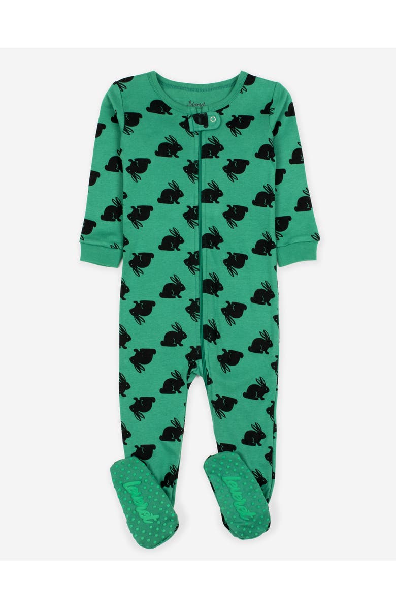 Leveret Footed Cotton Easter Matching Family Pajamas, Bunny Prints, Main, color, Bunny Green